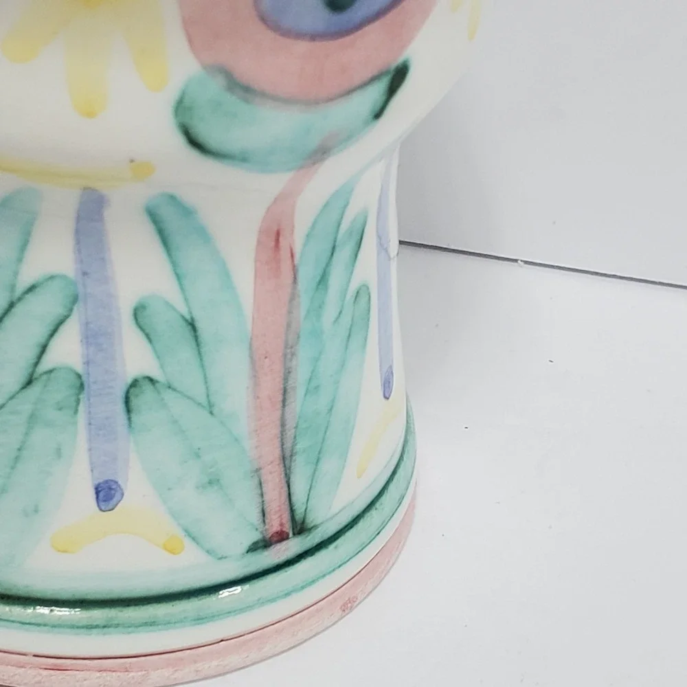 VIETRI‎ Italy 1986 Hand Painted Ceramic Sugar Bowl with Lid Floral Design
